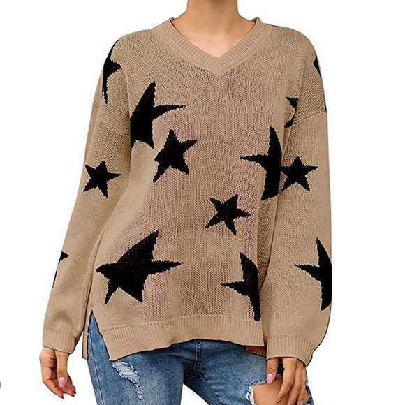 Beautiful woman fall sweater long sleeve v neck - Picture 2 of 5